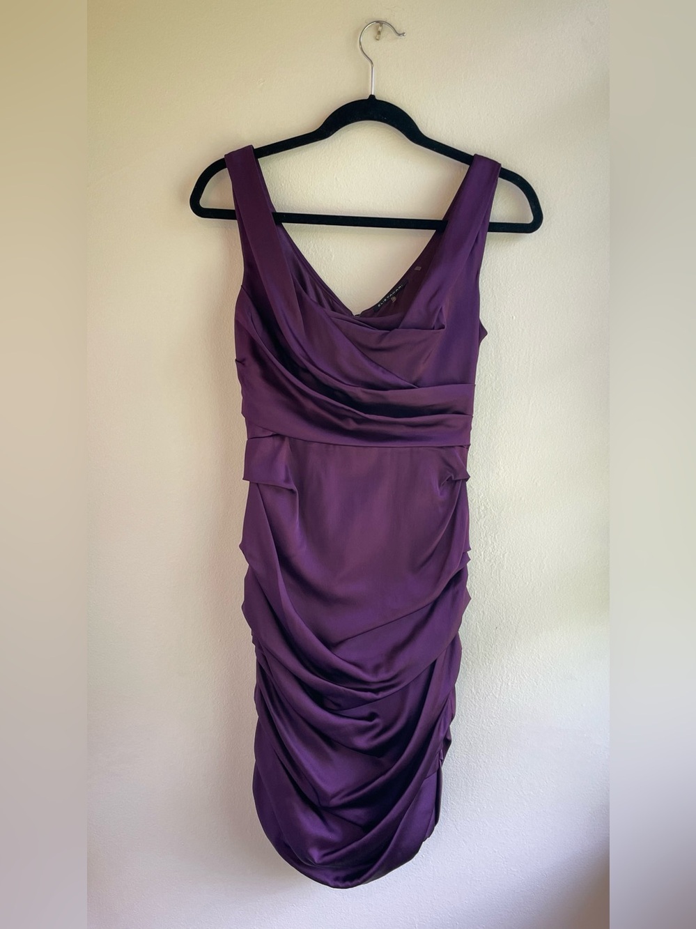 Elie Tahari Purple Silk Ruched Mini Dress Size 2 Cocktail Party